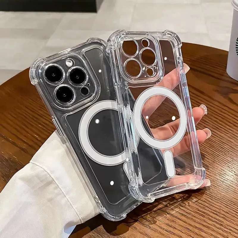 

HPOD Designed Transparent Magnetic Soft Phone Case For iPhone 17 Air 16 15 14 Pro Max Wireless Charge Magsafe Shockproof Cover
