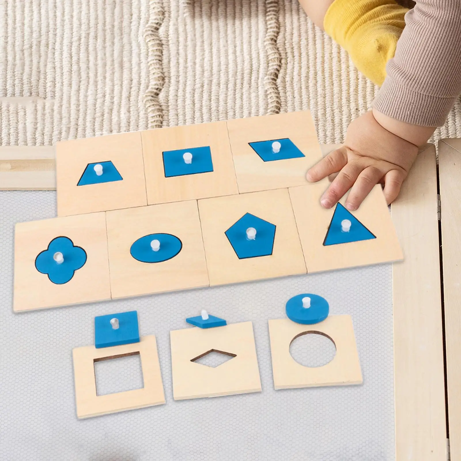 Puzzle géométrique en bois Montessori, jouet d'entraînement, tableau de coordination œil-main