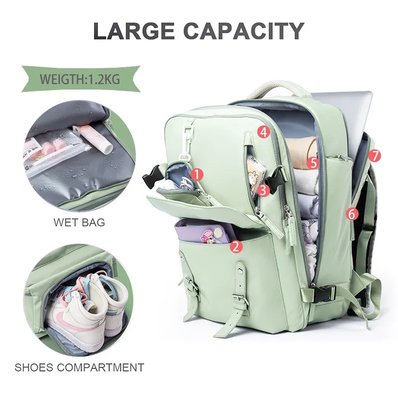 Women Carry On Backpack Travel Backpack Plane 40x30x20 Waterproof Students Schoolbags 15.6inch Laptop Business Daypack