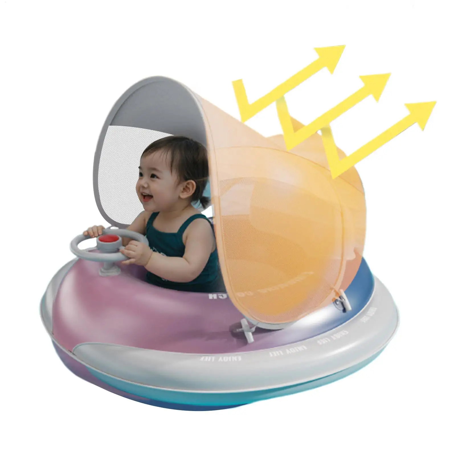 

Inflatable Kids Pool Floats Inflatable Pool Floating With Shade Swimming Floating Seat Toys With Loud Trumpet For Toddler