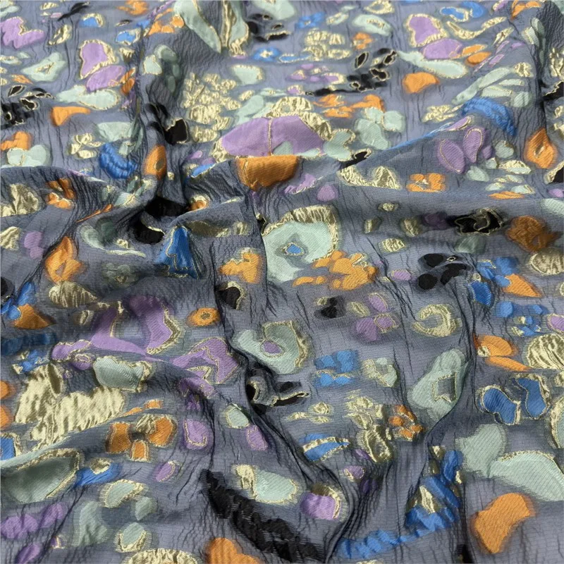 Thin organza cut-pattern fabric dress jacquard for wedding gowns and evening