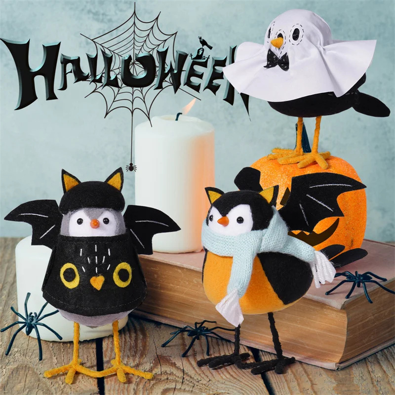 Halloween Birds Figurine para Decorações Desktop, Felt Birds, Window Display, Party Featherly Amigos