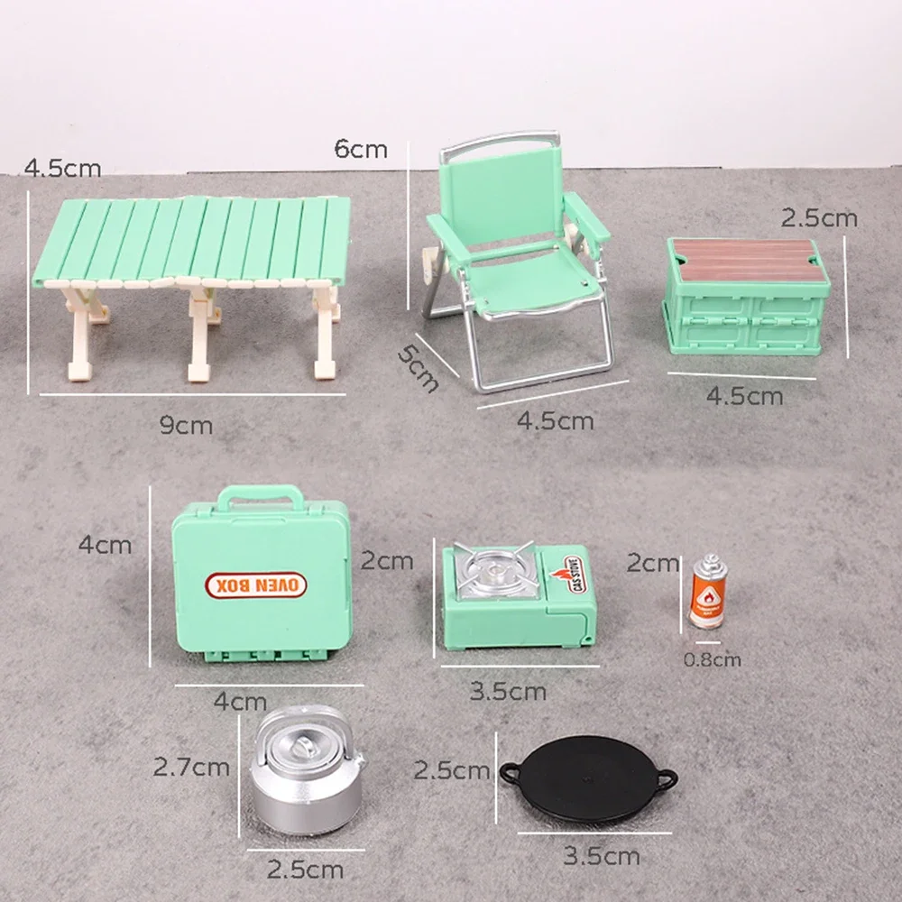 Mini Folding Chair & Table Set - Simulation Camping Decor, Outdoor Picnic Model Equipment, Cute Gift for Children