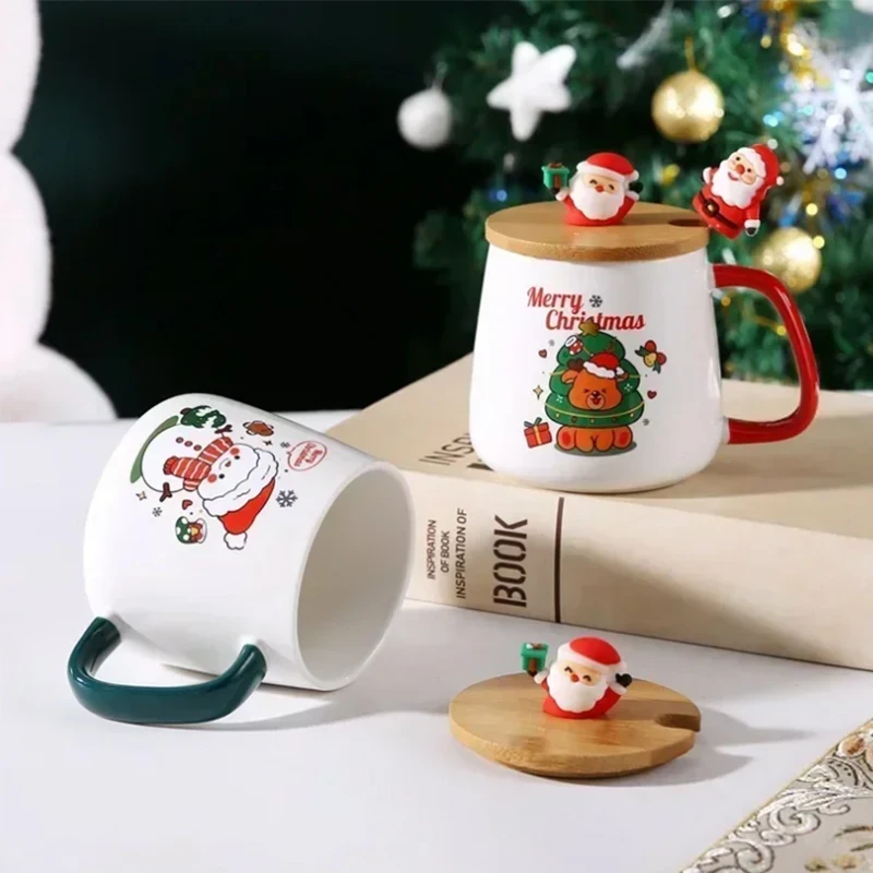 Creative Christmas Ceramics Mug Cartoon Santa Claus Snowman Gift Box Heat Preservation Coffee Cups ﻿New Year Gift Cute Drinkware