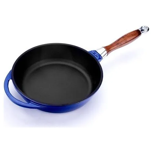 Lava Cast Blue Wood Handle Frying Pan 24 cm