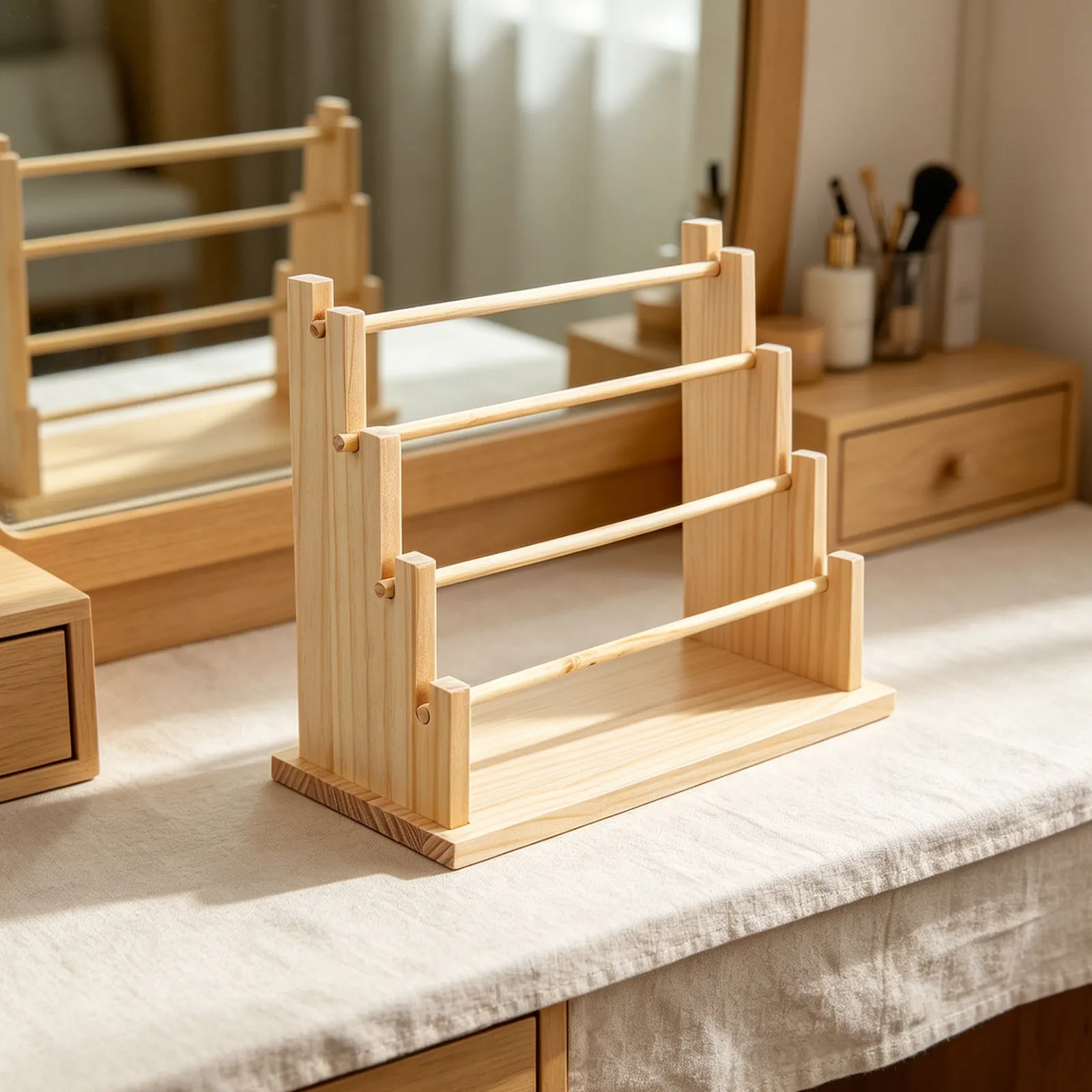 

Natural Wooden Bracelet Display Stand for Jewelry Storage Wall Mounted Handmade Crafted Organizer for Bracelets Anklets Rings