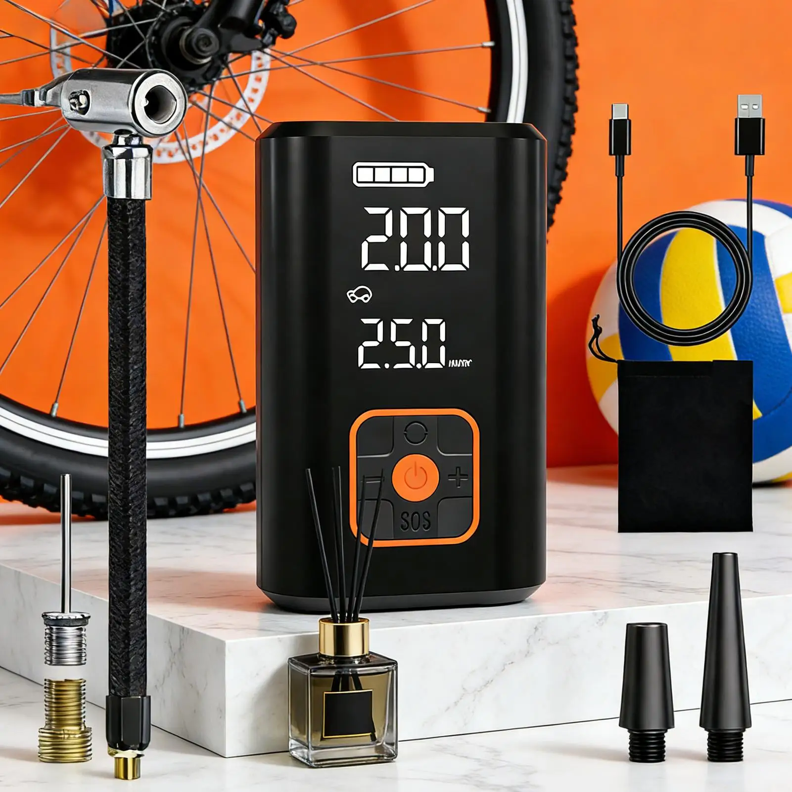 Portable Air Compressor Rechargeable With LED Light Motorcycle Inflator With Digital Gauge For Truck Bike Motorcycle Inflatables