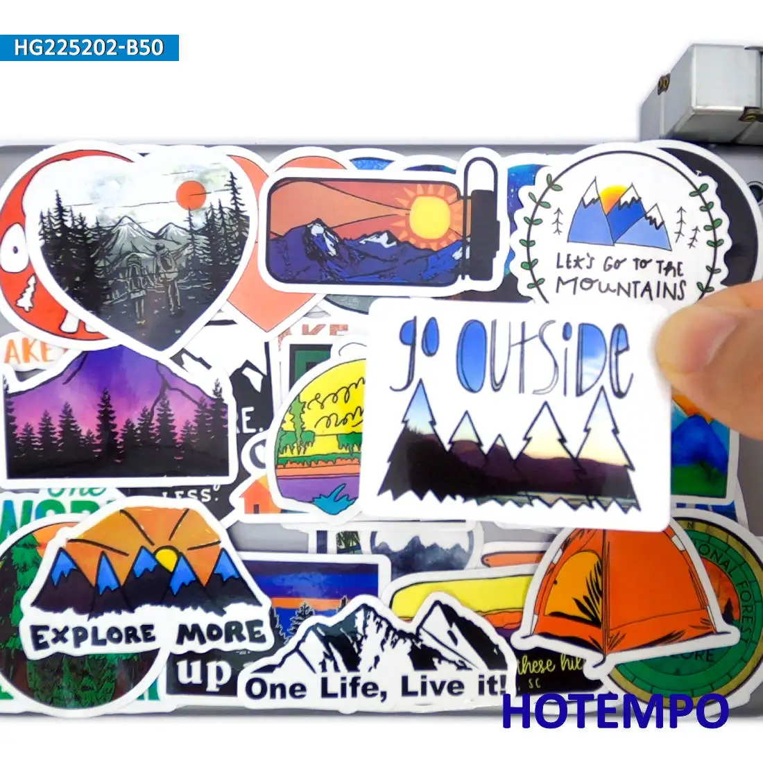 Weltreise-Aufkleber-Set, Klettern, Camping, Wandern, Outdoor-Abenteuer, für Laptop, Auto, Telefon, Motorrad, lustiges Aufkleberpaket, 50 Stück – Detail 25