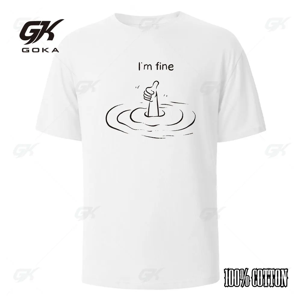 

T'm Fine Print T-Shirt Cotton Summer Tees for Men Women Oversize Casual Tops Unisex Short Sleeve Hip Hop Tops Vintage T Shirts