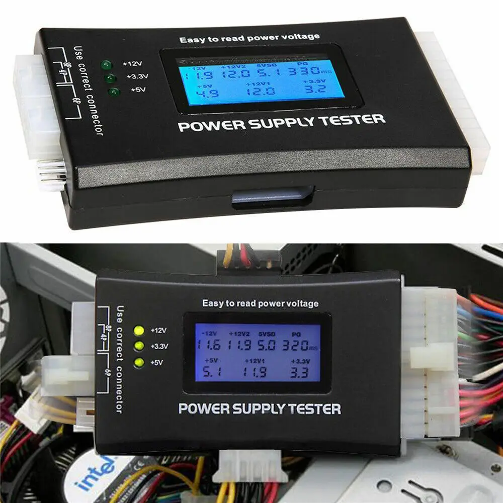 PC Computer LCD 20/24 Pin 4 PSU ATX BTX ITX SATA HDD Digital Power Supply Tester