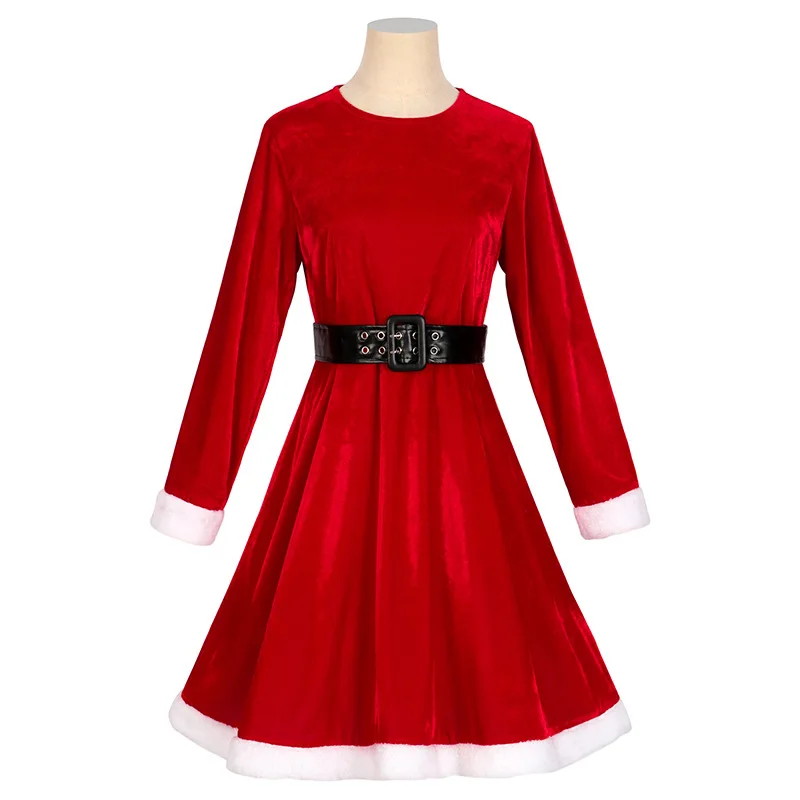 Festa di natale donne adulte vestito Cosplay mantello scialli Costume di babbo natale velluto rosso carino natale capodanno vestito da festa vestito di natale