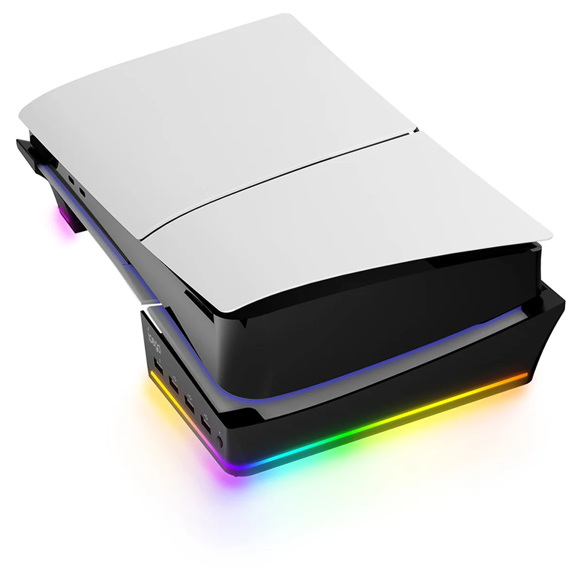 

Ipega for PS5 SLIM Console Horizontal Storage Stand Portable with 4 USB Ports RGB Colorful Lights Flat Stand,White-ABRJ