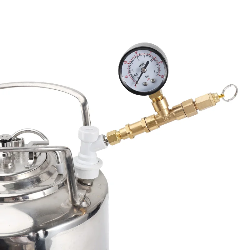 Brew Pressure Fermentation Valve Gauge, 0-60Psi Co2 Charger with Gas Ball Lock Disconnect,Control Fermentation Pressurized Rate