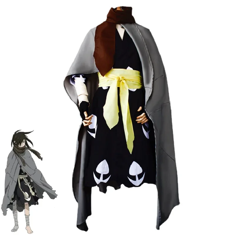 Anime Dororo Hyakkimaru Kimono Cosplay Costume Aldult Unisex Cloak Kimono Wig Halloween Rave Party Cool Combat Uniform Suit