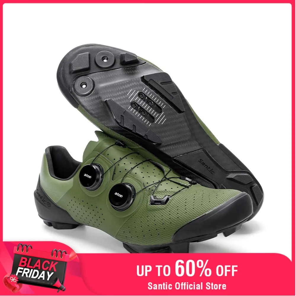 

Santic Cycling Shoes Men's Mountain Carbon Fiber Lock Shoes Bicycle Riding Equipment Grade 14 Lightweight TMS24050