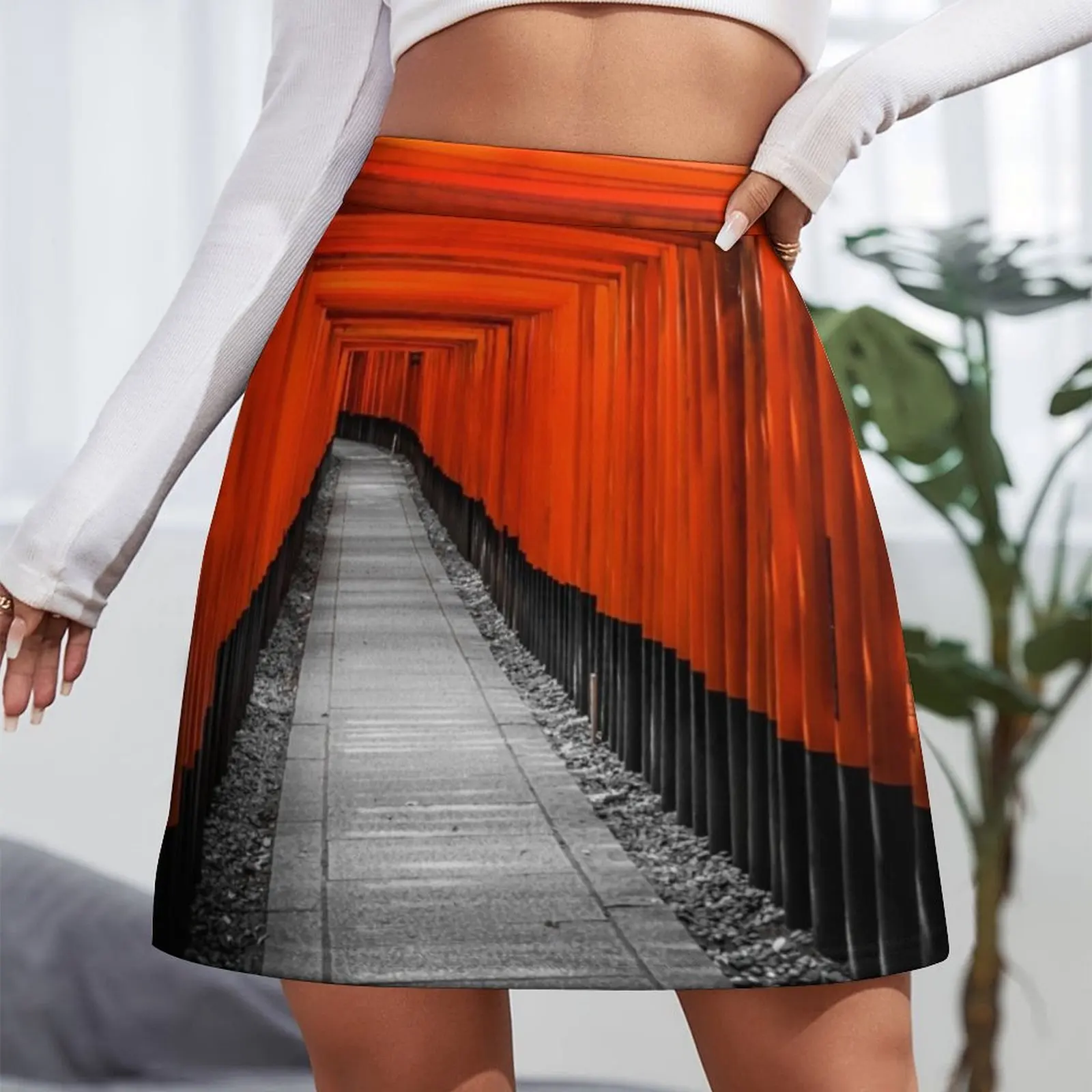 Rok Mini Kuil Fushimi Inari Gaun Rok Wanita Sosial Elegan untuk Prom