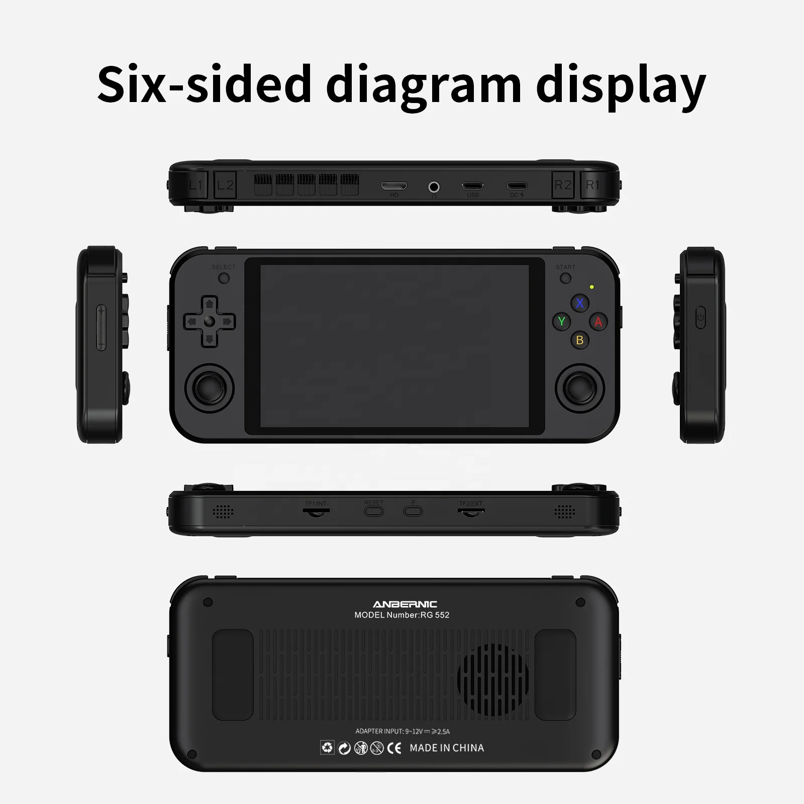 RG552 Dual OS Android/Linux وحدة تحكم صغيرة محمولة تعمل باللمس مشغل ألعاب محمول لتصميم الكمبيوتر اللوحي الصغير Retrogaming