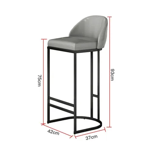 Nordic Bar Chairs Home Furniture High Feet Stools Backrest Leather Chair Modern Minimalist Wrought Iron High Stools For Kitchen