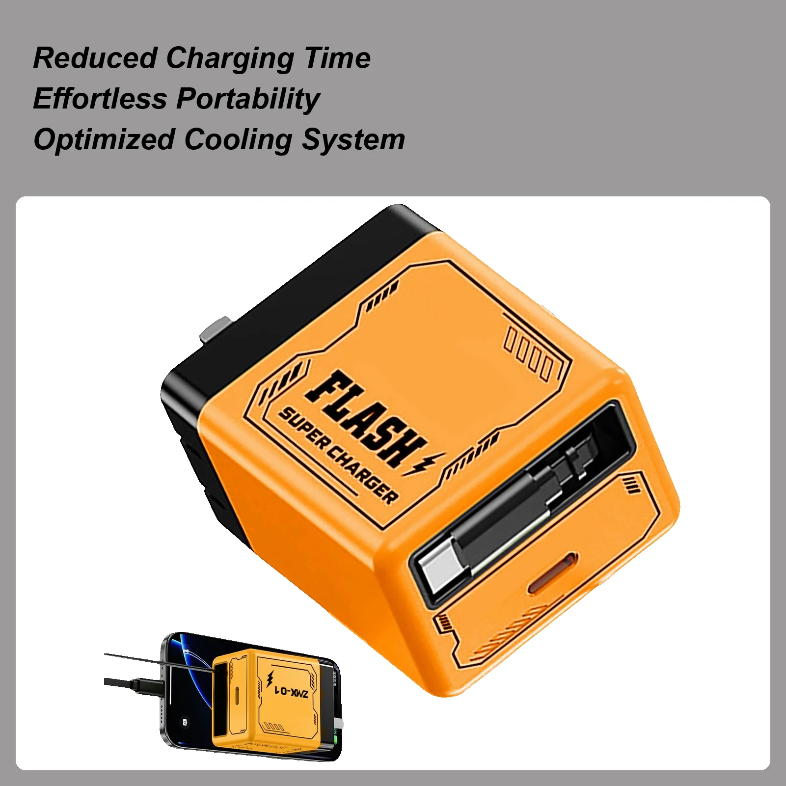 Cargador retráctil de 120W, adaptador de bloque de carga rápida, cargador de pared, adaptador 2 en 1 con estación de Cable tipo C, accesorios para teléfono móvil