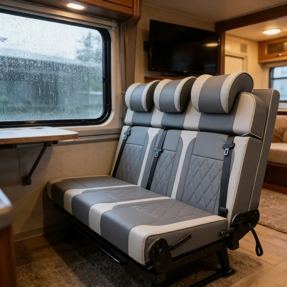 Custom Leather Fold To Bed Seats Wholesale - Sturdy Fit for RV & Camper Van Ideal for Long Trips & Commercial Transportation