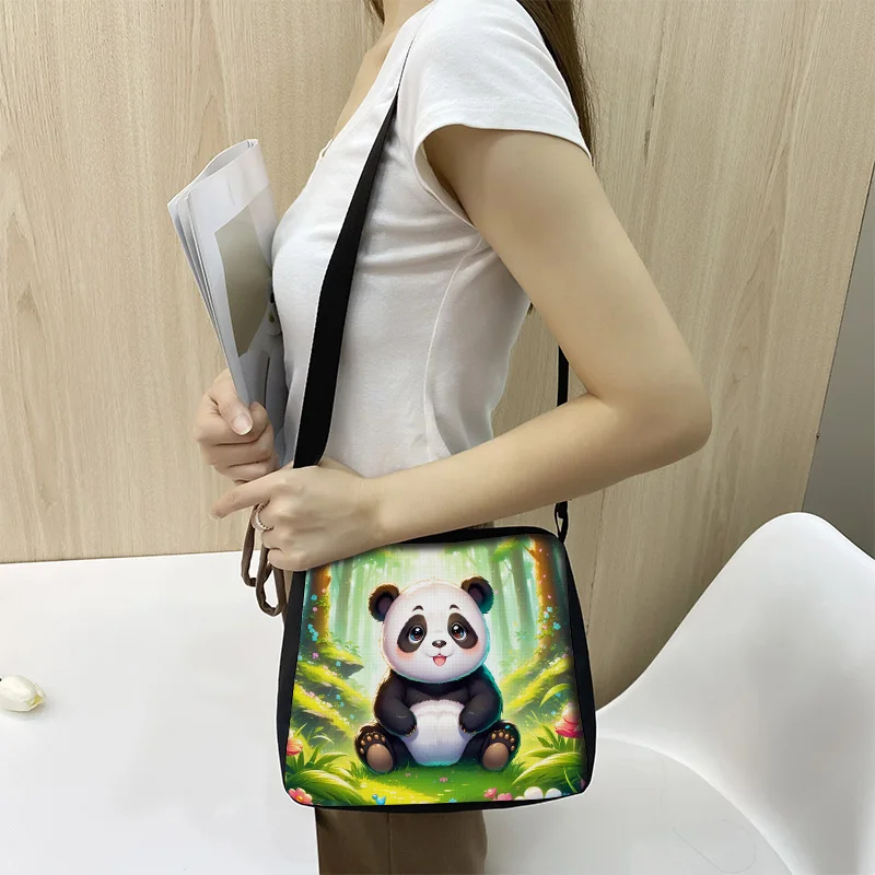 Cartoon Sloth Print Crossbody Bag Cute Giraffe Owl Panda Women Handbag Forest Animals Children Storage Bags Shoulder Bag Gift