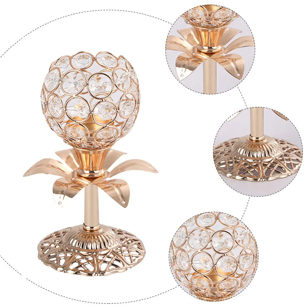 

1Pcs Golden Metal Crystal Holder Decor Tabletop Decoration for Romantic Office Dorm Country Decor