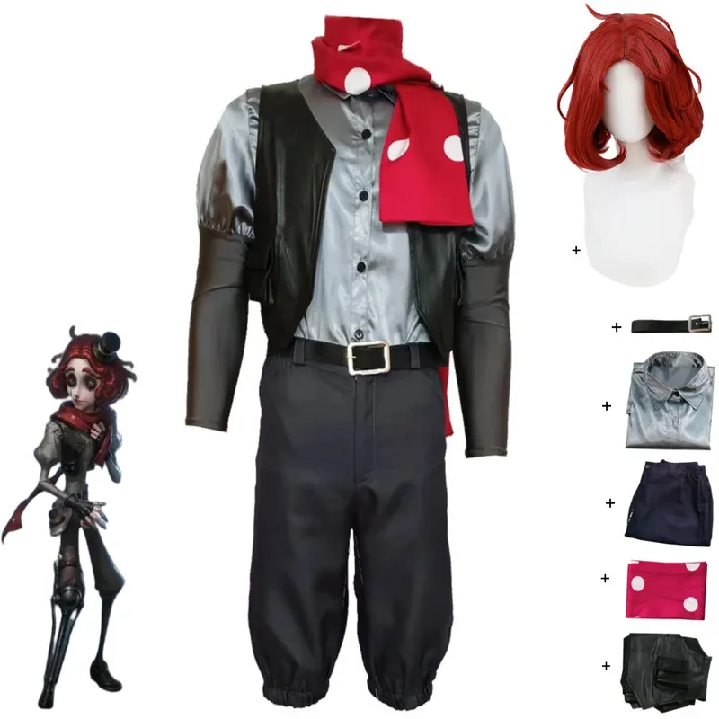 أنيمي لعبة الهوية الخامس جوكر يبكي مهرج تأثيري حلي قميص سترة موحدة وشاح شعر مستعار رجل امرأة هالوين كرنفال الدعاوى ؛ 2k ، j'x #2