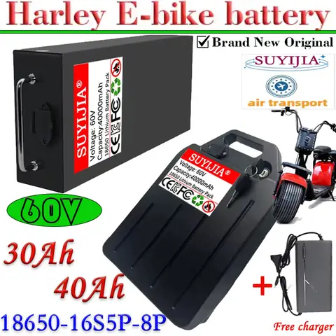 HarleyBattery 60V 20Ah 30Ah 40Ah Electric Motorcycle 18650 Lithium Battery Suitable For CityCoco Electric Scooter Battery 1500W