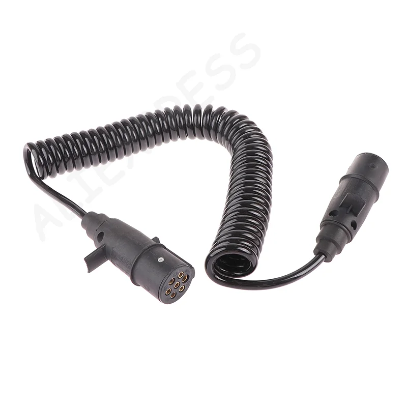 Semi-Truck Tractor Electrical Coiled Cable; 7-Way Trailer Breakaway Power Wire