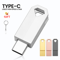 JASTER Free Key Chain USB Flash Drive 128GB TYPE-C OTG 2 IN 1 Metal Pen Drive 64GB Business Gift Memory Stick 32GB USB Stick 16G