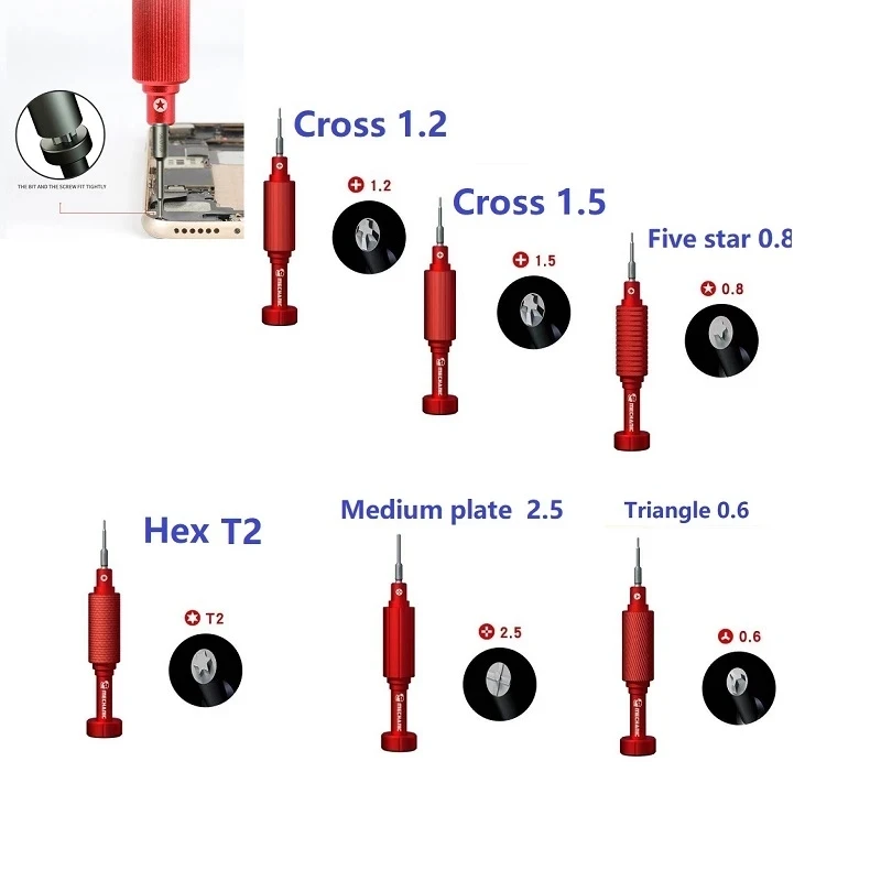 

Комплект 3D Precision 6 в 1, набор отверток Mechanic iShell MAX высокой твердости, крестообразный наконечник с головкой, 1,2, 1,5, пятизвездочный, 0,8, шестигранник T2, Me