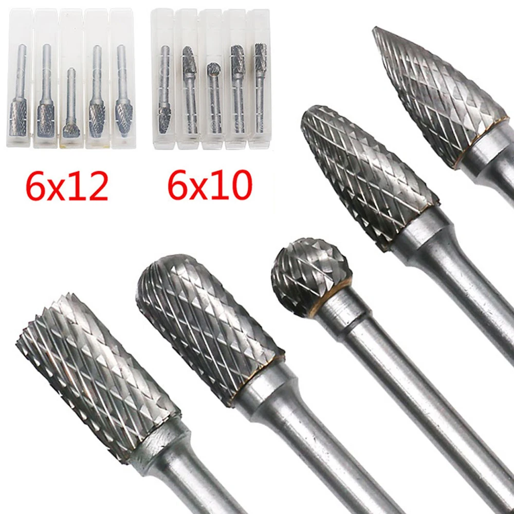 

5 Pcs/set Double Rotary Tungsten Carbide Burr Bit CNC Engraving Rotary File Cutter Grinding Head Nicking Tool