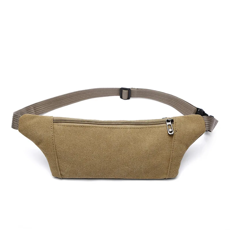 Men Running  Purses Casual Durable Fanny Waist Pack Male Waist Bags Belt Canvas Hip Bum Military Bag Pouch Three Zipper Pocket