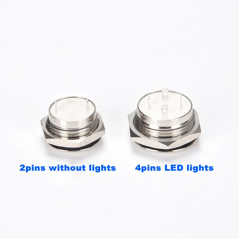 Metal Button Switch 12/16/19/22/25/30mm waterproof ultra-short micro-stroke thin LED lamp self-reset switch 3v 5v 6v 12V 24V