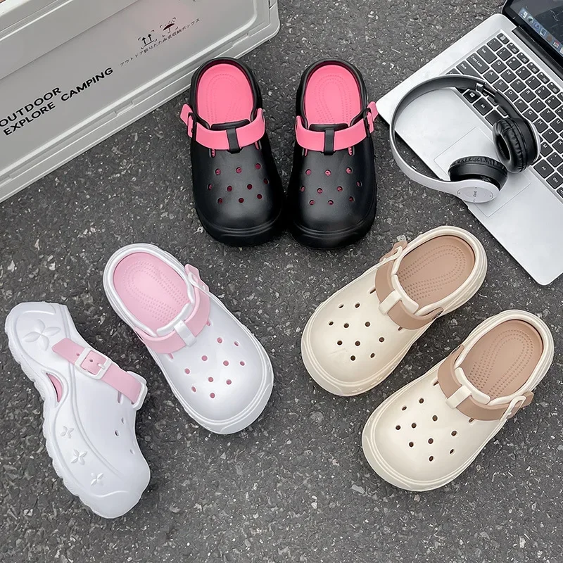 Hole shoes women's summer wear  office beach bag head half slippers women's wholesale