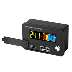 Two-wire Digital Voltage Meter 8-30VDC Battery Capacity Voltage Tester Type-C USB-A Dual Output Voltmeter Digital Display