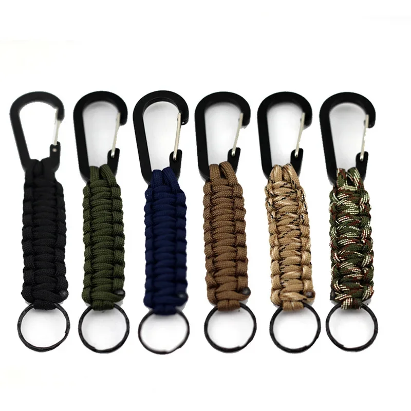 Retail Lanyard Keychain Multifunctional Outdoor Camping Anti Release Rope Water Bottle Hook Metal Lanyard Woven Umbrella Rope