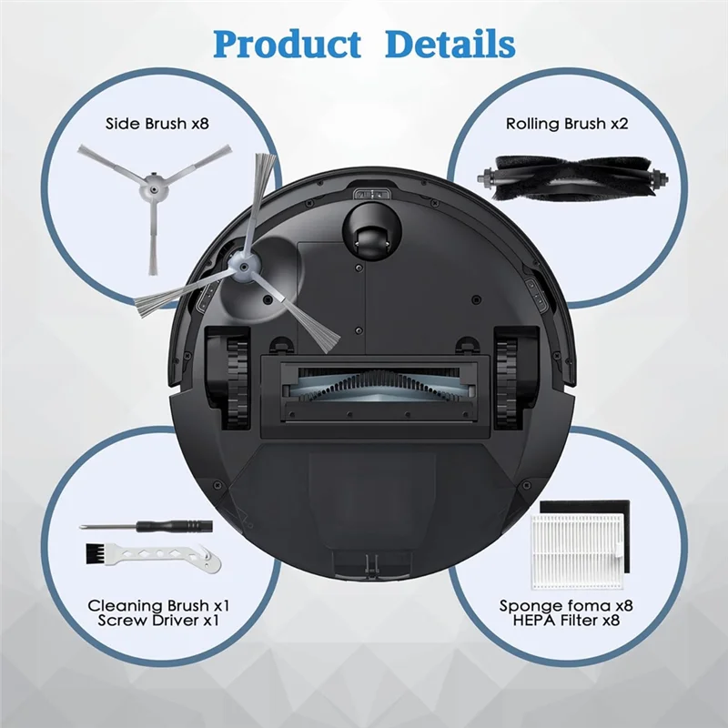لماذا-لـ Eufy L60/ L60 SES/ L50/ L50 SES روبوت مكنسة كهربائية، مجموعة ملحقات بديلة للفرش الجانبية الرئيسية قطع غيار مرشحات Hepa