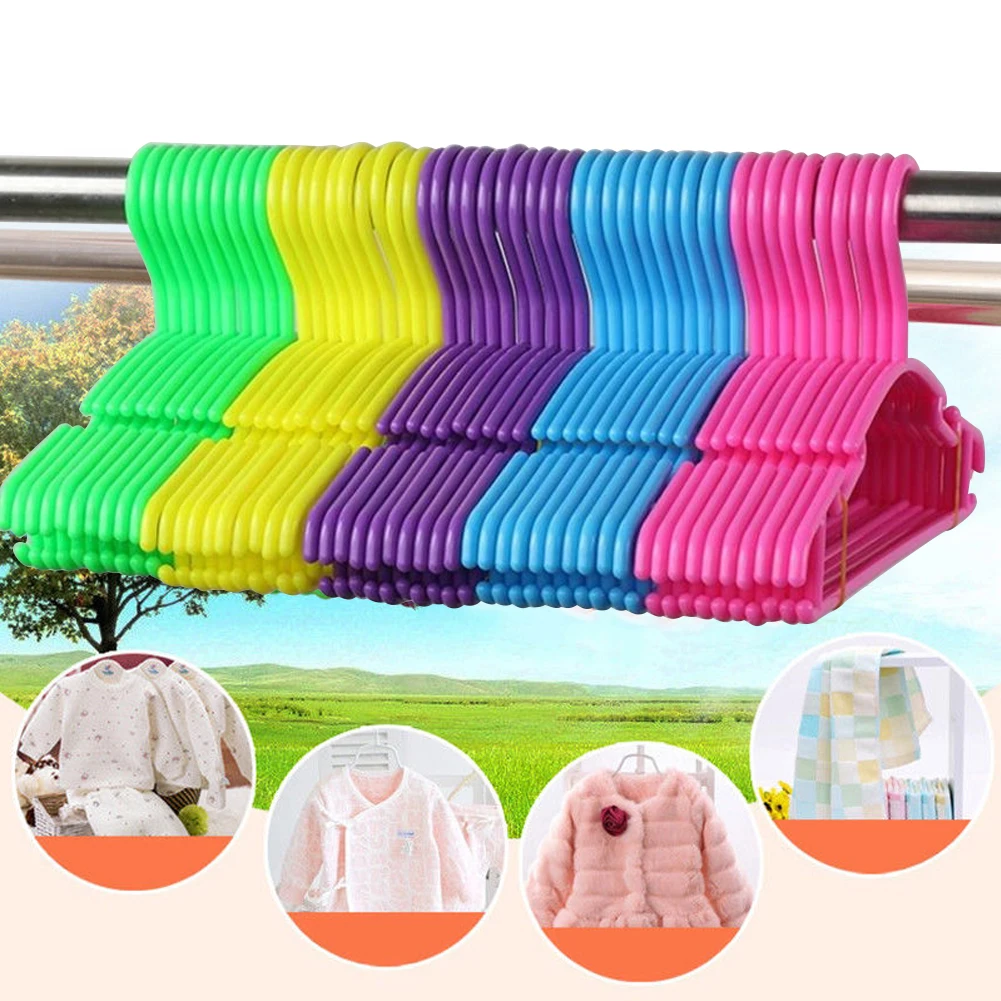 10pcs Anti Slip Kids Plastic Clothes Hanger Home Wardrobe Coat Storage Rack Organizer Hanging Holder Toddler Baby Clothes Hanger