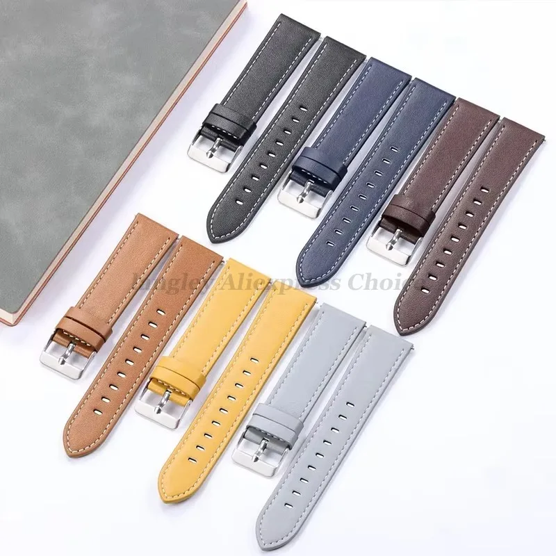 20 มม.22 มม.สายนาฬิกาหนังแท้สําหรับนาฬิกา Huawei GT4/3 Pro สําหรับ Amazfit GTR สร้อยข้อมือ QUICK RELEASE ผู้ชายผู้หญิงสายรัดข้อมือ