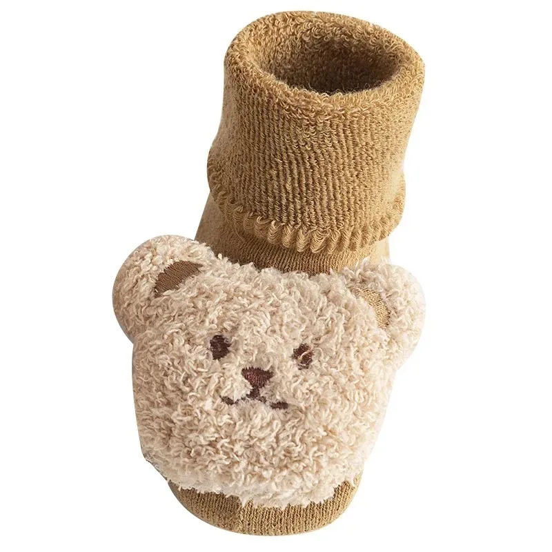1Pair High Quality Combed Cotton Winter Soft Cotton Bear Socks Antiskid Newborn Toddler Sock Little Bear Kids Thicken Socken Boy