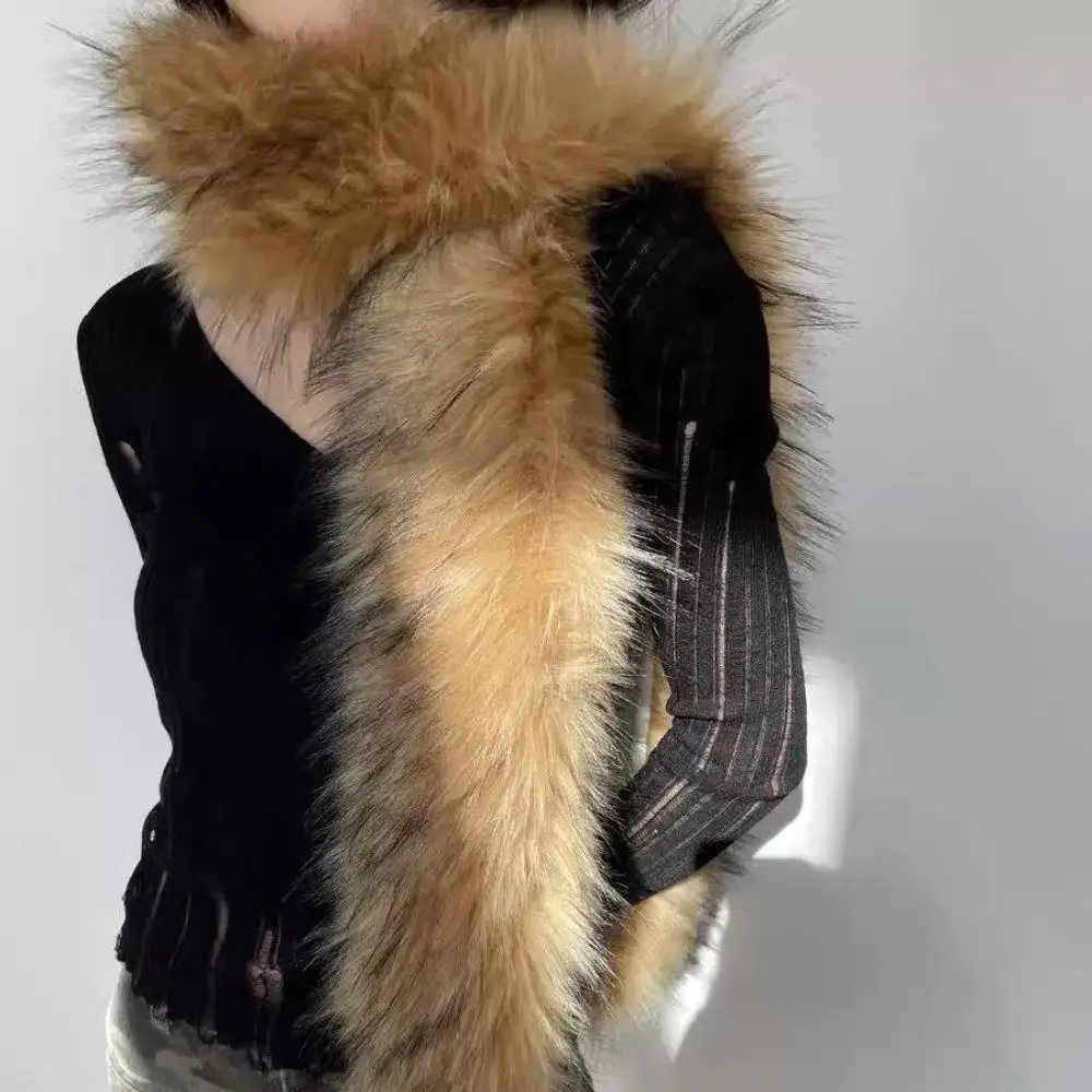 

Faux Fox Fur Long Scarf Winter Warm Thickened Fluffy Plush Neck Warmer Scarf Wrap Shawl Imitation Fur 180CM Long Neck Fur Collar