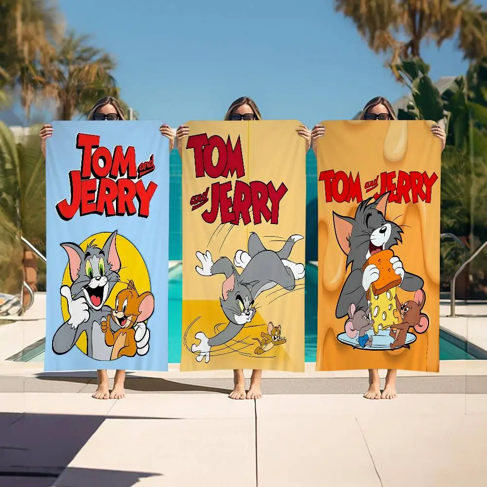 Anime T-Tom And J-Jerry Cartoon Microfiber Printed Beach Towel Mountain Climbing Yoga Beach Running Absorbent Soft Towel