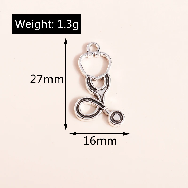 Leslie 20 Stück Legierung Medizinische Maschine Kit Charms Für Schmuck Machen DIY Handgemachte Krankenschwester Hut Spritze Stethoskop Anhänger – Detail 2