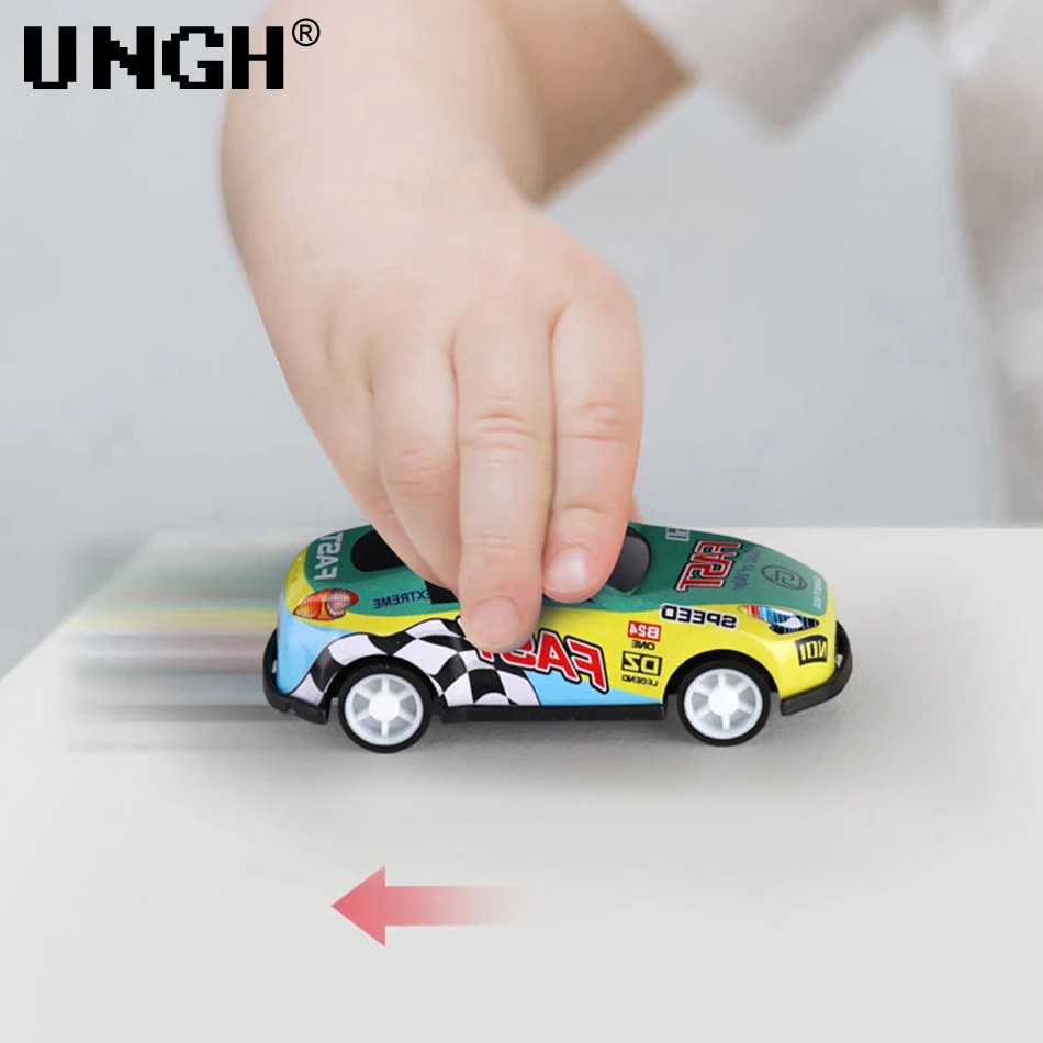 UNGH-riel deslizante de inercia para niños, 1 piezas, modelos de coches de carreras, vehículo fundido a presión, regalo