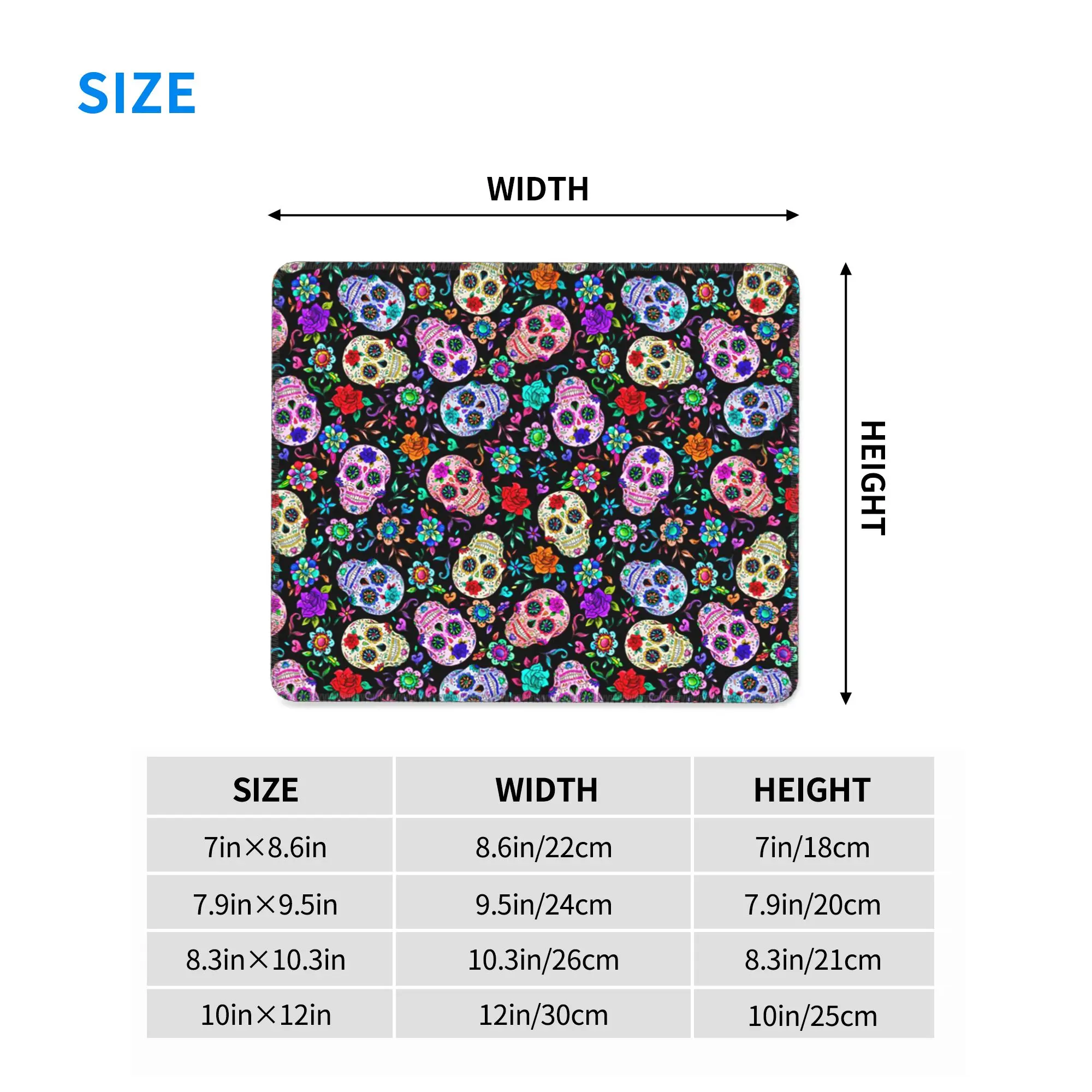 Sugar Skull Mexican Flower Halloween Day Of The Dead Mouse Pad Computer Keyboard Mouse Mat PC Desk Mat Accessories Table Mats
