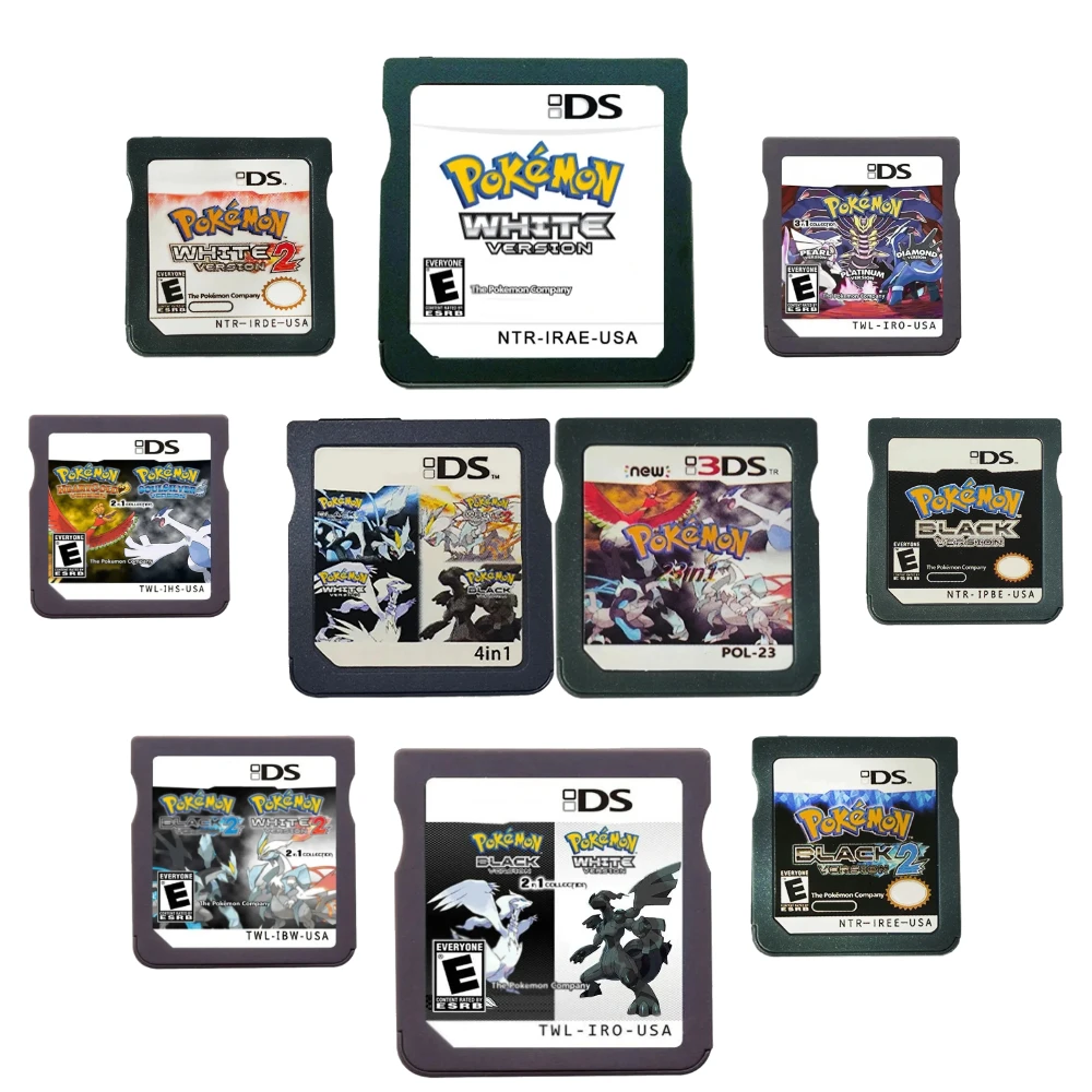 خرطوشة ألعاب الفيديو DS الإنجليزية الأمريكية (إصدار بطاقة الذاكرة R4) HeartGold SoulSilver أسود أبيض لـ NDS/2DS/3DS/NDSL