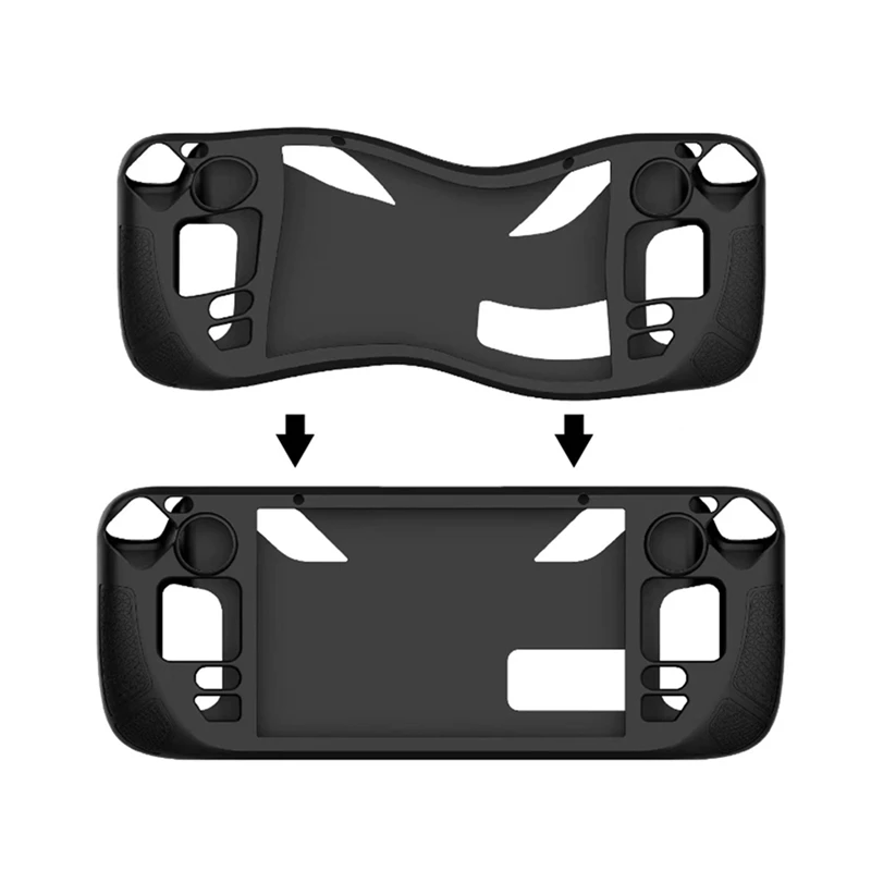 حافظة واقية من السيليكون مع حامل ، ومناسبة لوحدة التحكم في ألعاب SteamDeck OLED ، شاملة للجميع محمولة باليد ، سوداء