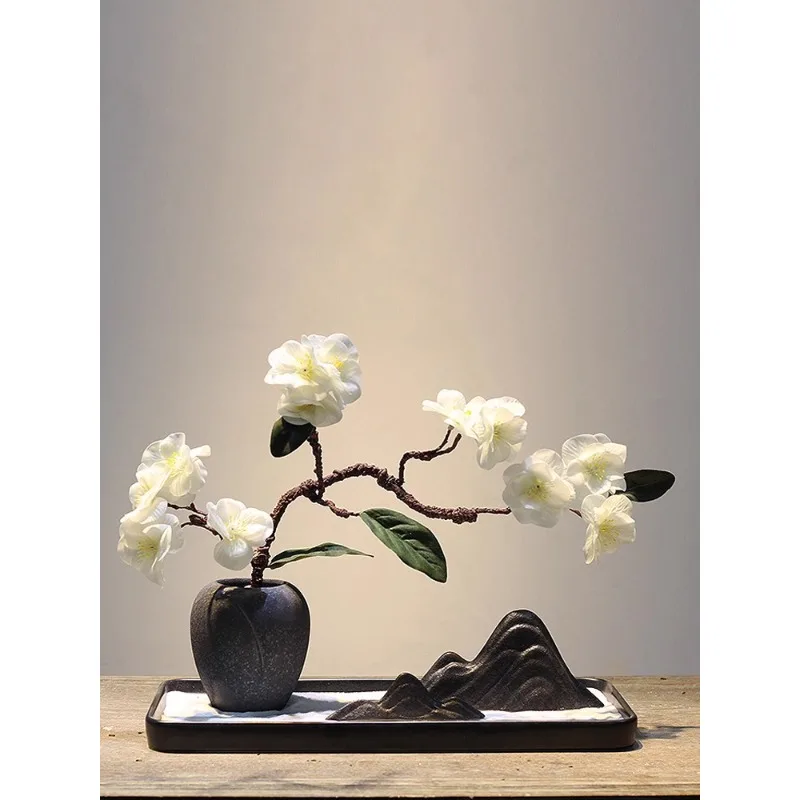 

New Chinese ceramic vase dried flower Zen ornament, creative model house, sun dry landscape sand table rockery flower pot