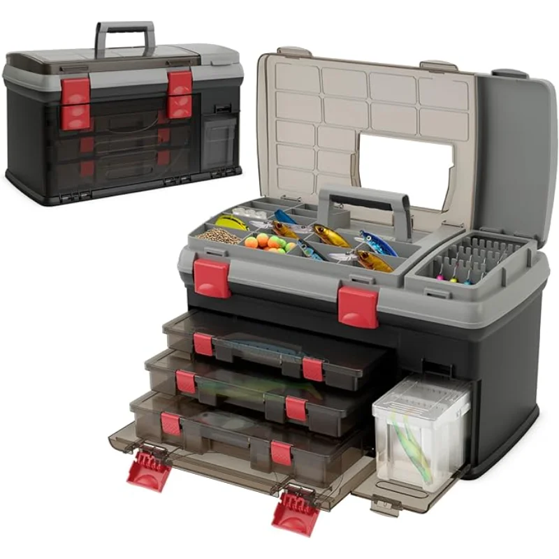 

5 Layers Tackle Box, Fishing Tackle Box Organizer with Top Storage, 3 Removable Utility Boxes & Adjustable Dividers